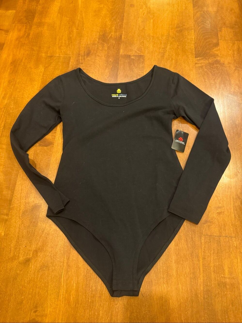 Natural Uniforms Womens Small Black Long Sleeve Scoop Neck Bodysuit NWT 7182